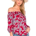 Revolve Splendid Off Shoulder Red/Blue Floral Top - XS Photo 0