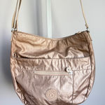 Kipling Shoulder Bag Metallic Gold Tan Beige Nylon Crossbody Handbag Purse Photo 0