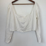 H&M  Off White Long Sleeve Square Neck Crop Top Photo 0