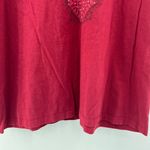 Laura Scott  1X Womens Red 3/4 Sleeve Floral Rhinestone Tee Top Shirt Photo 5