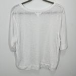 Athleta  White Linen Blend Boxy Cropped T Shirt Top Womens Size Large Breezy Soft Photo 6