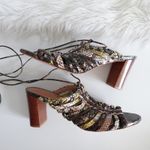 Ulla Johnson  Rayna Snake-Print Leather Strappy Block Heel Sandals Photo 4