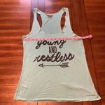 Miss POPULAR Women's Young & Restless Aqua Racerback Tank Size Large Blue Photo 3