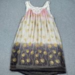 Ultra Pink Lace Trim Sleeveless Y2k Boho Babydoll Dress Size X-Small Purple Gold Photo 0