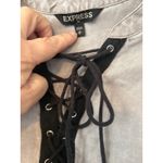 EXPRESS  Gray Washed Long Sleeve Lace Up Band Collar Blouse Women's Size Small Photo 2