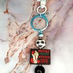 Mother Hustler With a Side of Coffee Red Flowers Keychain Photo 1