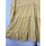 Girl And The‎ Sun Mustard Yellow Lorey Long Puff Sleeve Tiered Linen Blend Dress Size L Photo 4