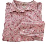 LL Bean Pink Paisley Wrinkle Free Pinpoint Oxford Long Sleeve Button Shirt XL Photo 0
