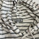 GINKANA Hooded Nursing Long Sleeve Shirt Top Size XSmall White/Gray Striped Gray Photo 6