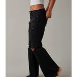 American Eagle AE Ripped Low Rise Baggy Flare Jean 16 Short Women’s Black 4267 Size 16P Photo 6