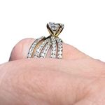 Palm Beach Jewelry 2 Piece Bridal Ring Set Sterling Silver Gold Plated CZ Size 9 Photo 4