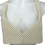 Pearl Chain Beaded Women's White V Neck Sleeveless Cami Crop Top Size S / M Size M Photo 7