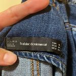 ZARA Womens  Trafaluc Denimwear Bib Dark Wash Overalls Skinny Distressed Pockets Photo 4