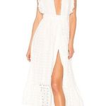 Majorelle  by Revolve Plunge Neck Flutter Sleeve White Eyelet Maxi Wrap Dress S Photo 8