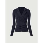 OGL Collared Surplice Top in Midnight Navy XS NWT Blue Photo 1