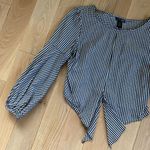 AQUA Cropped Long Sleeve Tie Top Photo 2