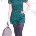 ZARA Woman Dark Green Lace Romper Size M EUC Photo 2