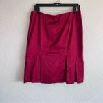 Bebe Y2K Women’s Sleek Red Satin Kick Hem Pleated Pencil Skirt Photo 2
