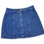 Brandy Melville Retro Medium Wash Denim Mini Front Button Jean Skirt Photo 0