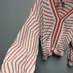 Brand new shaker style sweater; coral/white Pink Size L Photo 3