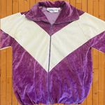 Adolfo Sport Vintage Women’s Size Small Velour Track Jacket • Purple & Cream GUC Photo 4
