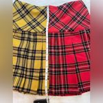 Zaful  Split Plaid Pleated Mini Skirt Sm Red Yellow Tartan Photo 6