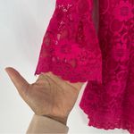 Isaac Mizrahi Fuchsia Lace Flared Sleeve Peplum Blouse Size XS Photo 5