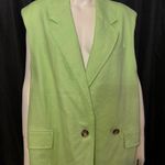 We The Free Green Light Lime Bright Young Things Linen Blazer Vest Large New Photo 2