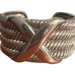 Vintage Silver Tone Cuff Bracelet Cable Design X Twist Statement Estate 6.5" Photo 0