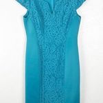Adrianna Papell Cap Sleeves Front Back Lace Panel Exposed Back Zipper Dress 14 Photo 0