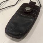 Brighton VTG Black & Brown Leather Mini Crossbody Pouch Sunglasses/Glasses Case Photo 1