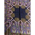 Oscar de la Renta Purple Wool Printed Sparkly Scarf fringe edges 30in Vintage Photo 3