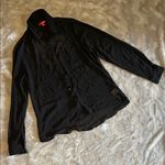 Bongo  Black Sheer Geometric Panel Button-Up Shirt Blouse Size Medium Photo 0