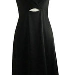 Halston Heritage NEW  Asymmetrical Cutout Cady Black Dress 12 T-back Sleeveless‎ Photo 0