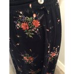 Liz Claiborne Vintage Crazy Horse floral Linen Blend Maxi Skirt Size10 Navy Blue Photo 3