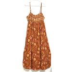 American Eagle  AEO Floral Tie Back Midi Tube BOHO A-Line Orange Dress XL NEW Photo 2