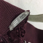 ZARA Guipure Lace Crochet Burgundy High Neck Romper Jumpsuit Medium Photo 5