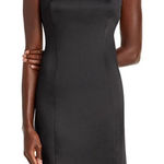 AQUA  Mini Satin Dress Size Large Black‎ Square Neck Sleeves Exclusive NWT Photo 0