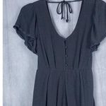 Trixxi Romper Women's Small Black Lined Gauze Deep V Plunge Buttons Sexy Outfit Photo 0