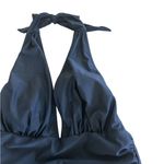 Cupshe Women's Plunge Halter Backless Ruched One Piece Swimsuit, XL, NWT, Black Photo 2