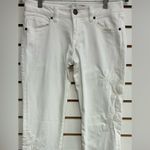 CAbi  #5490 White Slim Boyfriend Woodstock Embroidered Floral Jeans Size 2 EUC Photo 4