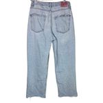 ZARA  Relaxed Y2K Style High Rise Wide Leg Raw Hem Casual Jeans 4 Blue #2829 Photo 4