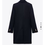 ZARA Double-Breasted Navy wool mid long Coat NWT Photo 2