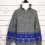 Vintage Segue Gray & Blue Fair Isle Wool Sweater Size Medium Photo 0