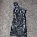 Adrianna Papell  One-Shoulder Sequin Dress in Silver Photo 6