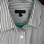Rag and Bone  women grey white striped button down long sleeve cuffed shirt large Photo 4