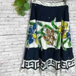 Bernardo  Navy Blue Sequin Floral Print A Line Midi Skirt Photo 1