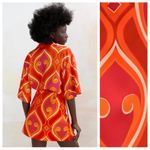 ZARA  Hot Pink Fuschia Orange Geometric Printed High Waisted Pleated Skort Size M Photo 11