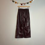 Suncoo Paris burgundy faux leather wide leg cropped pants Red Size 0 Photo 2