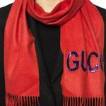 Gucci Cranberry Red Purple Embellishment Sequin Scarf NWT Photo 5